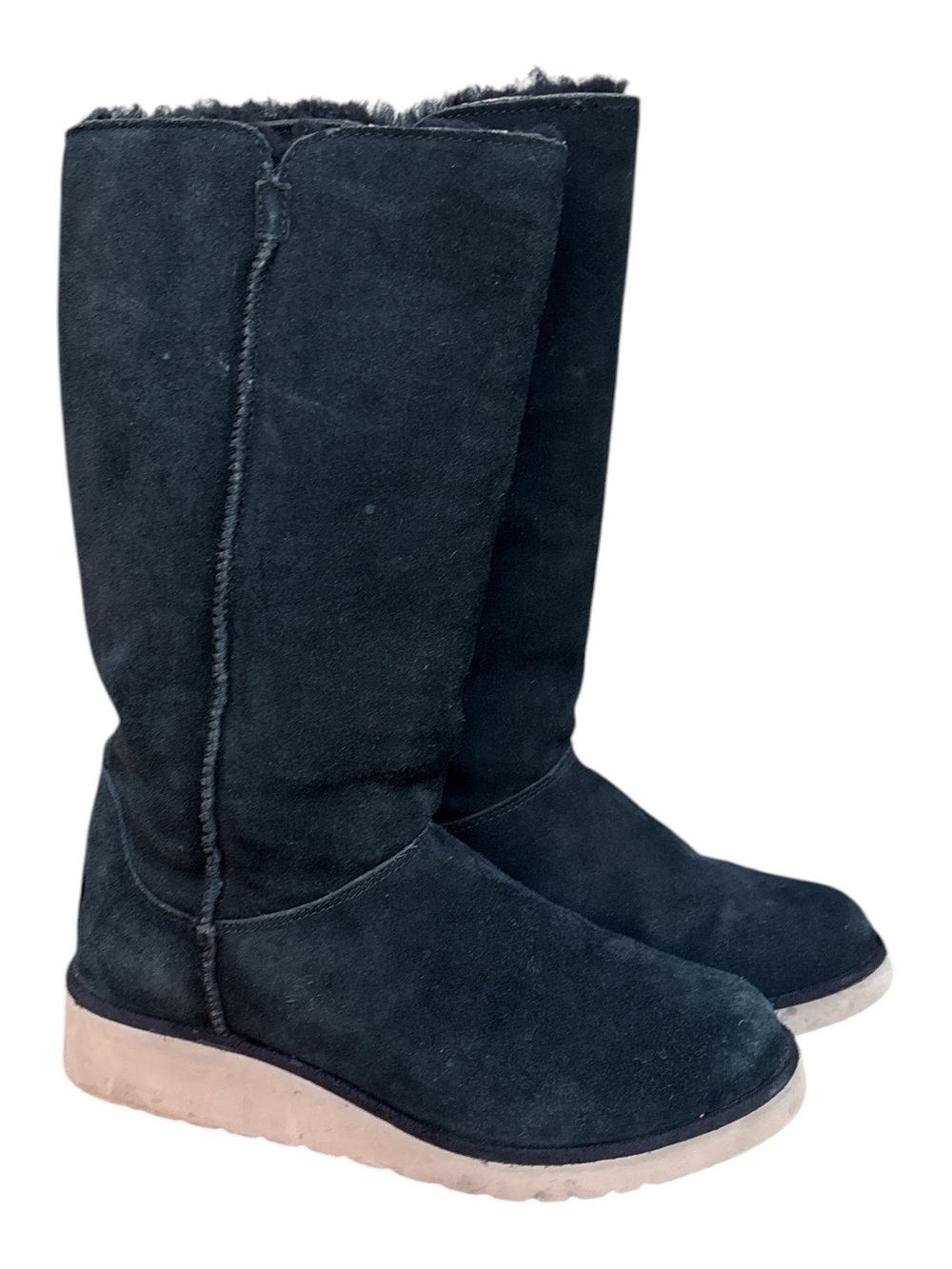 Koolaburra by UGG Tall Slim Black Suede Boots with Shearling Women’s 8